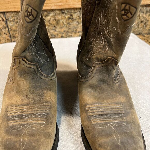 Ariat Women’s Heritage Western 15729 Cowgirl J-Toe Mid-Calf Boots, Tan, Sz 10B - Picture 2 of 11